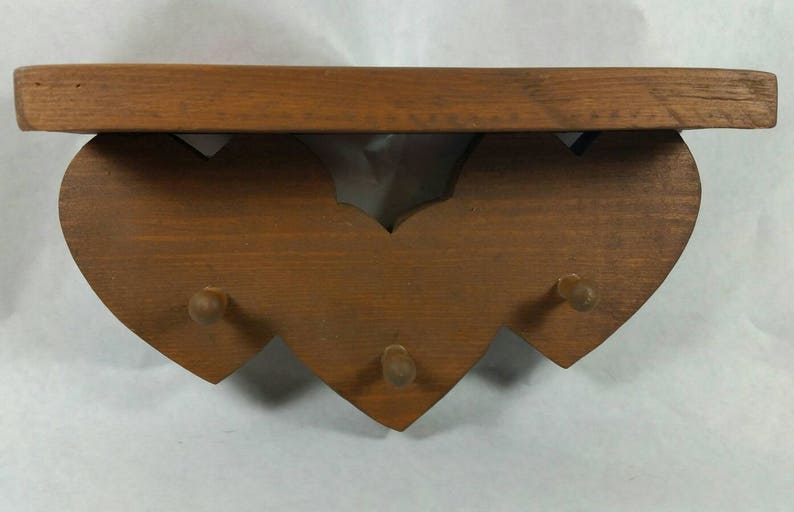 Small Shelf With Hooks Farm House Decor Wall Hanger Key Etsy