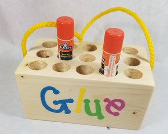 Teacher Glue Stick Holder, Desk Block, Glue Holder, Classroom,  Craft Supply Organizer, Teacher, Student Helper, School, Tote with Handle.