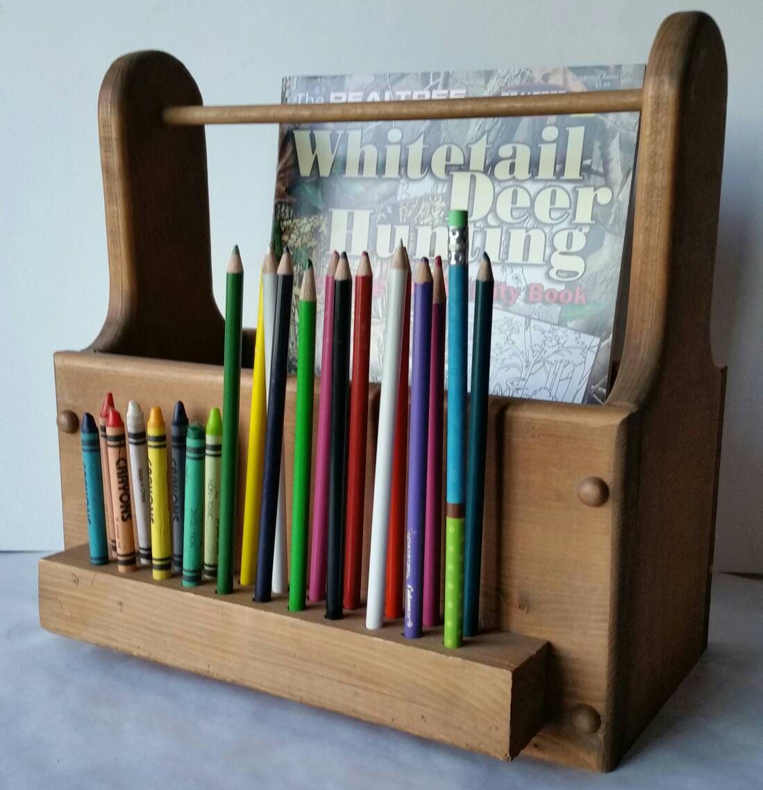 Download Coloring Book And Crayon Holder Home Work Holder Homeschool Etsy