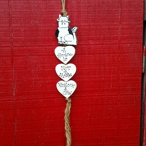Cow sign, Cow, Cows, Country Cow with Hearts on Jute, Farmhouse Decor, Wall Hanging, Love of Cows, Country Decor, Sign, Not a Home without..