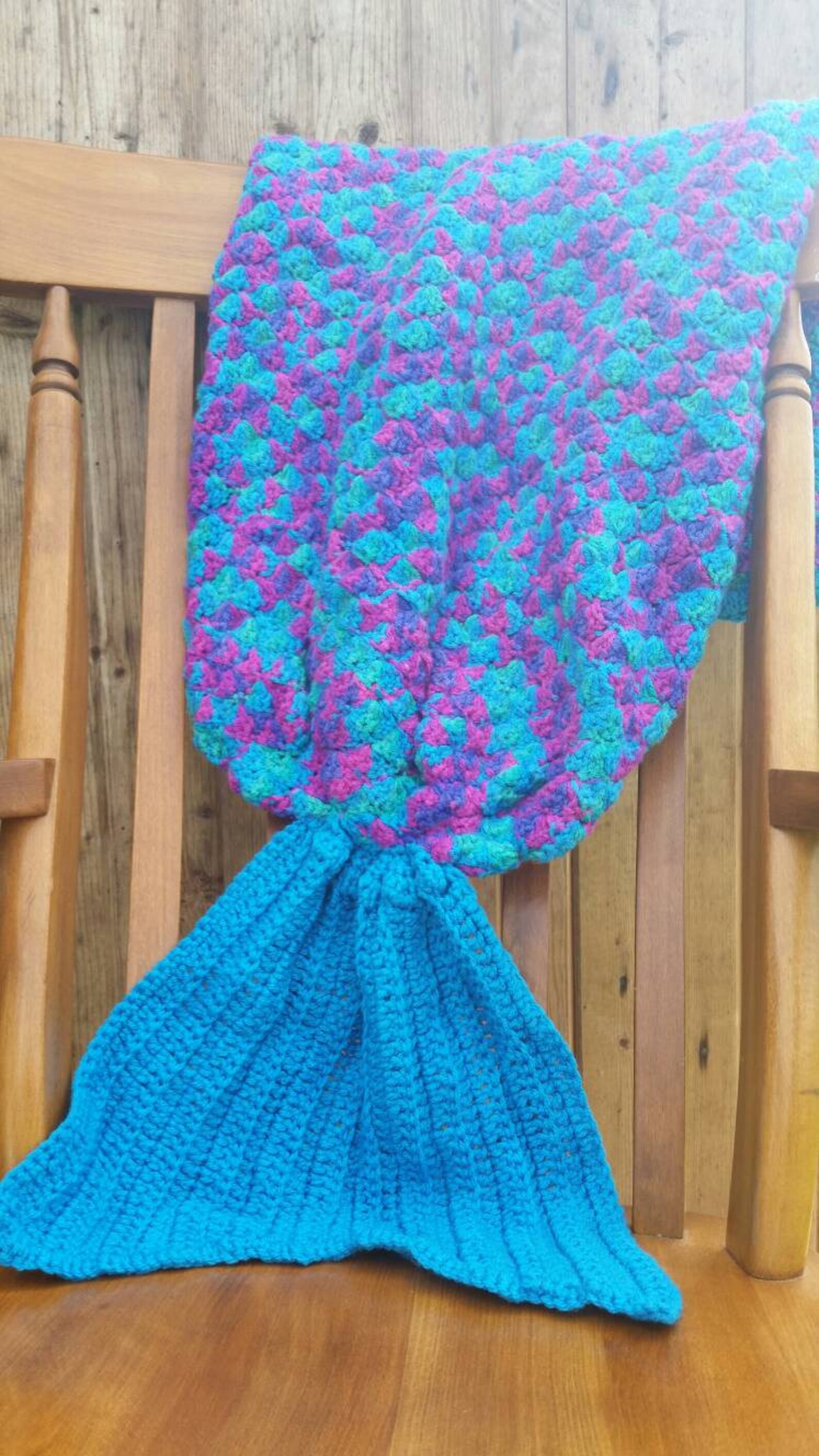 Mermaid Tail Blanket, Adult 38 Inches Long Inside Blanket, Afghan