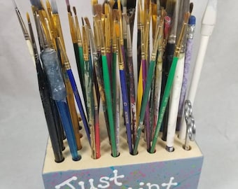 Paint Brush Holder, Artist Block, Brush or Colored Pencil Organizer, Brush Storage, Art Supply Holder, Painters Block, Custom, 40 hole Block