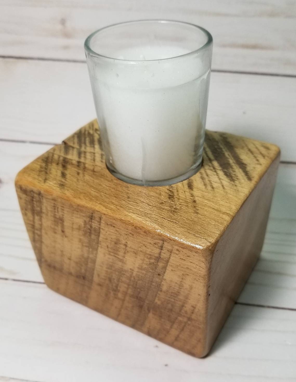 Barn Wood Candle Block, Vintage Barn Timber Decor, Candle Holder, Country Style Gift, Table Runner Accent, Romantic Dinner Lighting, Beam.