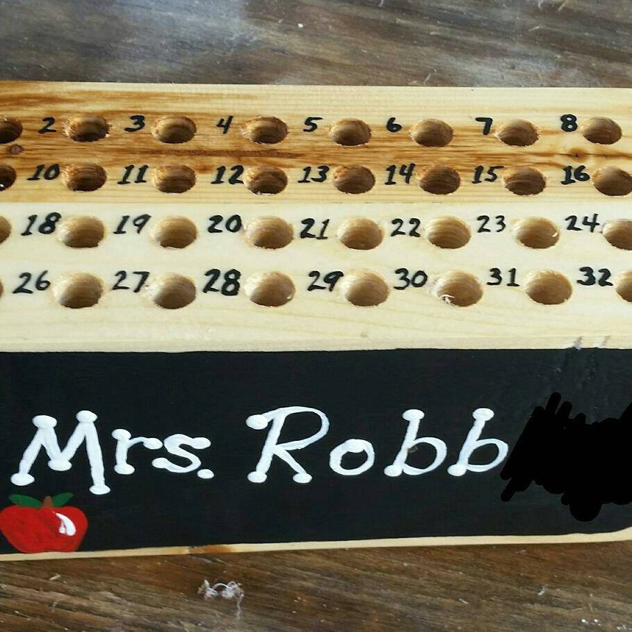 Teacher Gift, Pencil Holder, Numbered, Personalized Wood Block, School, Classroom, Teacher Appreciation, Pencil Block, 32 Hole, Chalkboard.