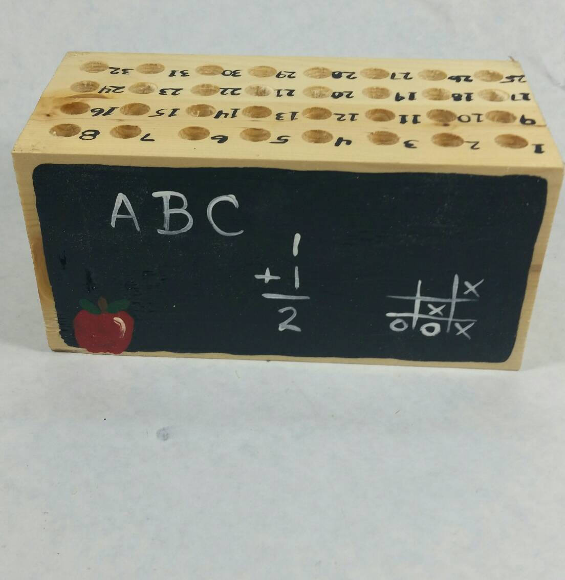 Teacher Gift, Pencil Holder, Numbered, Personalized Wood Block, School, Classroom, Teacher Appreciation, Pencil Block, 32 Hole, Chalkboard.