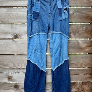 Vintage 70s patchwork denim flared jeans