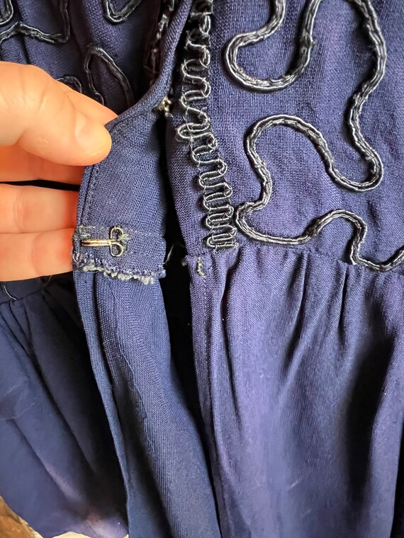 Antique dark blue crepe rayon appliqué tunic - image 6