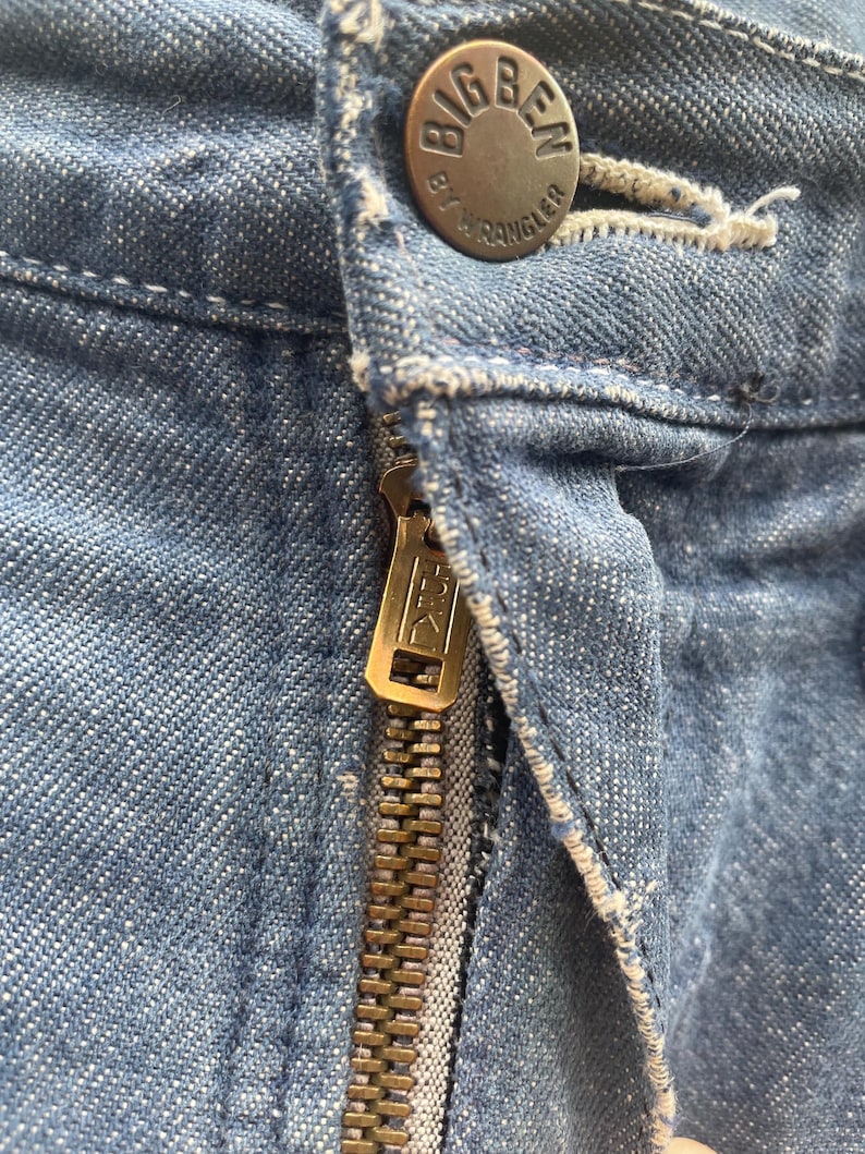 Vintage 70-80-tals Big Ben Wrangler Carpenter Work Jeans Distressed Thrashed Flanellfodrad Grunge 84 cm midja bild 4