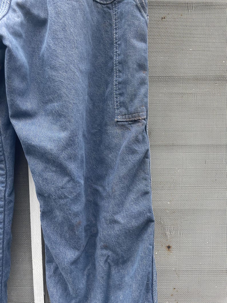 Vintage 70-80-tals Big Ben Wrangler Carpenter Work Jeans Distressed Thrashed Flanellfodrad Grunge 84 cm midja bild 11