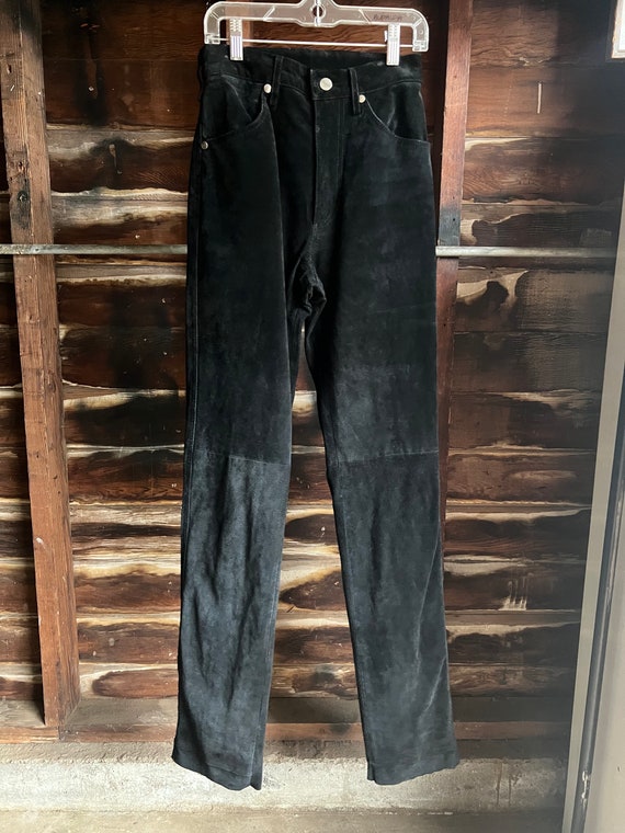 Vintage Wrangler 90s black suede bootcut jeans