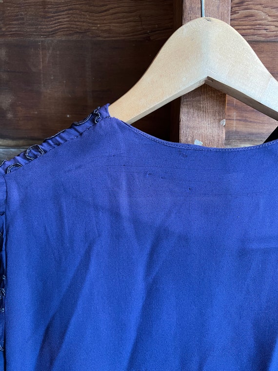 Antique dark blue crepe rayon appliqué tunic - image 9