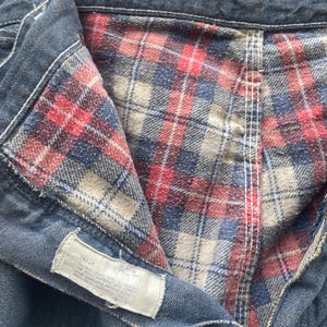 Vintage 70-80-tals Big Ben Wrangler Carpenter Work Jeans Distressed Thrashed Flanellfodrad Grunge 84 cm midja bild 6