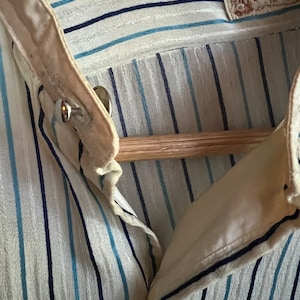 Antique 1910s Biltmore silk blue striped men’s button down dress shirt image 5