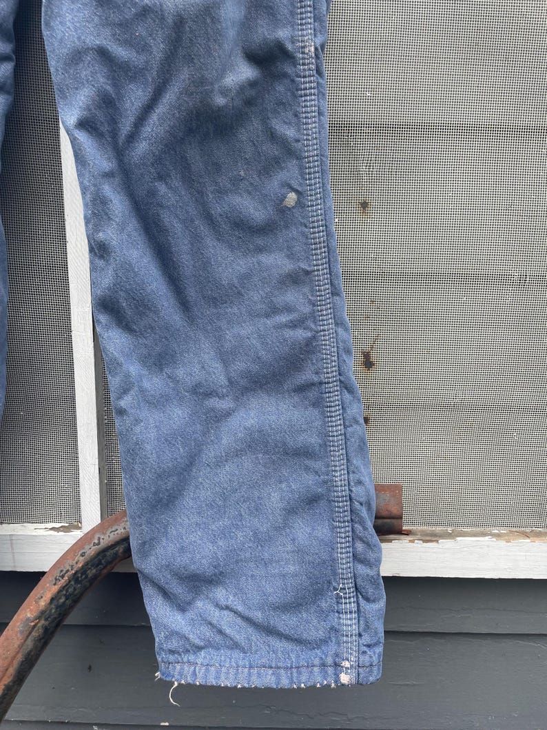 Vintage 70-80-tals Big Ben Wrangler Carpenter Work Jeans Distressed Thrashed Flanellfodrad Grunge 84 cm midja bild 8