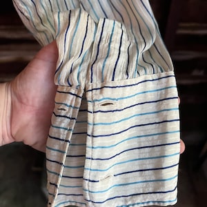 Antique 1910s Biltmore silk blue striped men’s button down dress shirt image 6