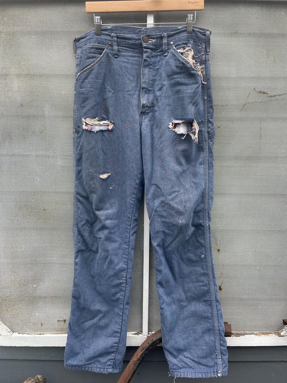 ビンテージ　ジーンズ　ＢＩＧ ＢＥＬＬバック　非売品　ビンテージ　昭和レトロ Vintage 70s 80s Big Ben Wrangler Carpenter Work Jeans Distressed