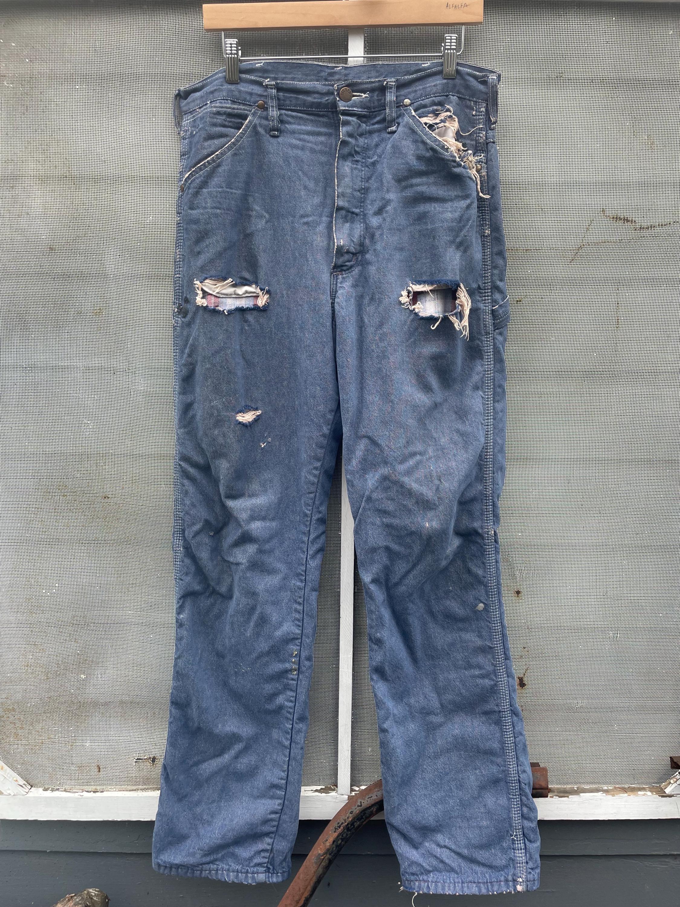 Vintage 70s 80s Big Ben Wrangler Carpenter Work Jeans Distressed