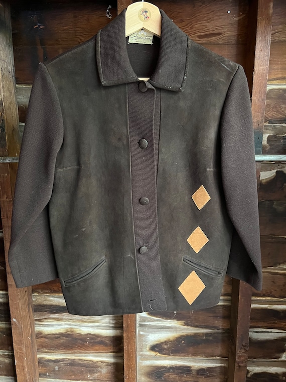 60s Italian argyle suede sport jacket cardigan - image 1