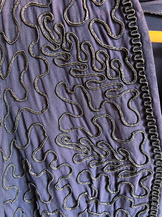 Antique dark blue crepe rayon appliqué tunic - image 3