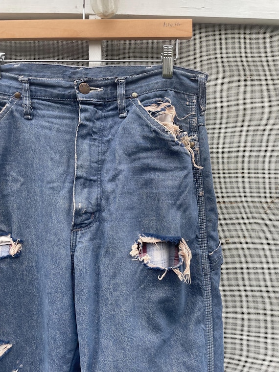 Vintage 70s 80s Big Ben Wrangler Carpenter Work Jeans Distressed