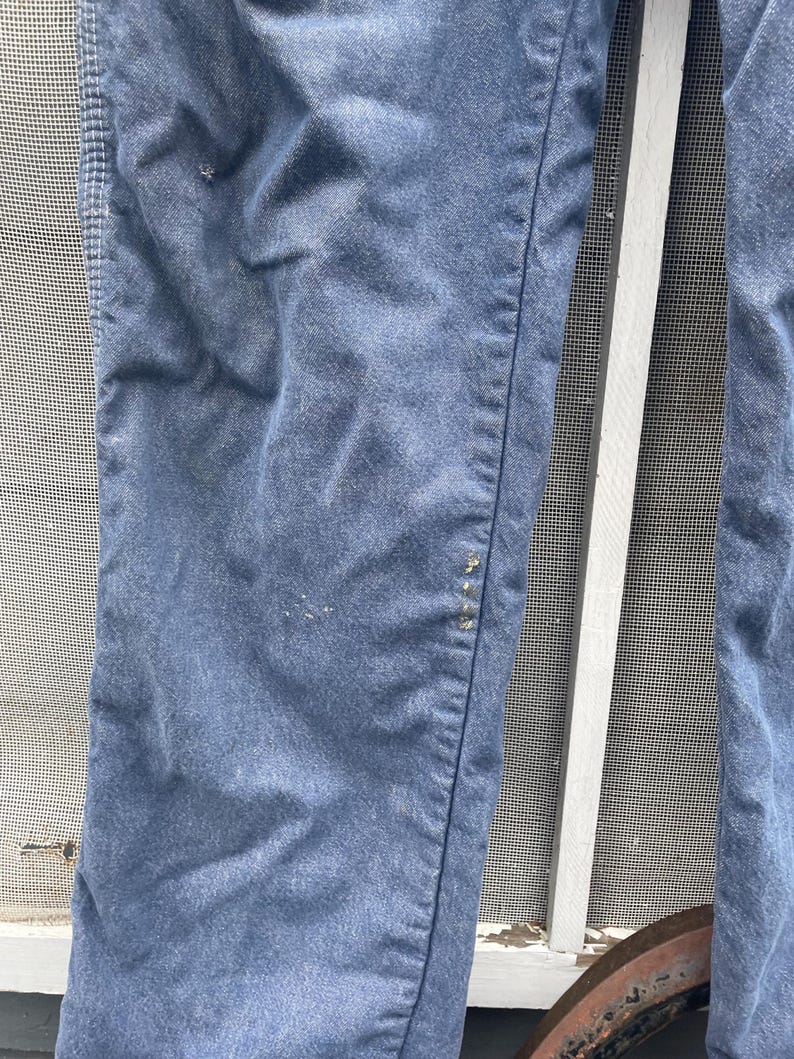 Vintage 70-80-tals Big Ben Wrangler Carpenter Work Jeans Distressed Thrashed Flanellfodrad Grunge 84 cm midja bild 12