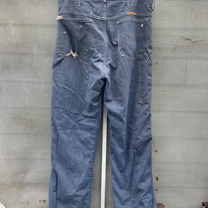 Vintage 70-80-tals Big Ben Wrangler Carpenter Work Jeans Distressed Thrashed Flanellfodrad Grunge 84 cm midja bild 9