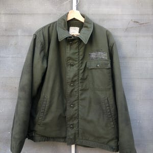 Vintage 80s USN A2 Deck Jacket Stenciled Distressed Size XL