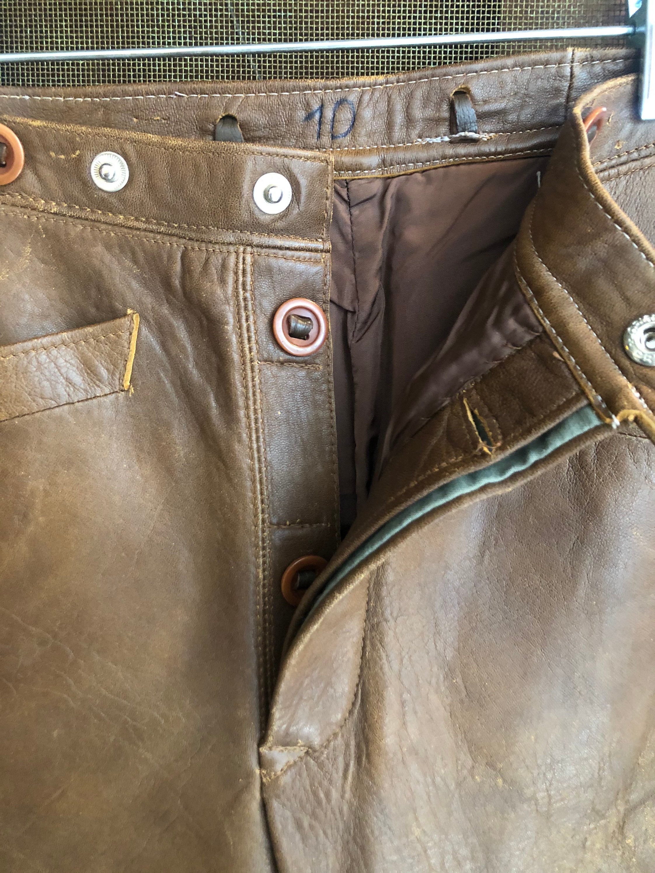 Vintage 50s Brown Leather Motorcycle Pants Etsy