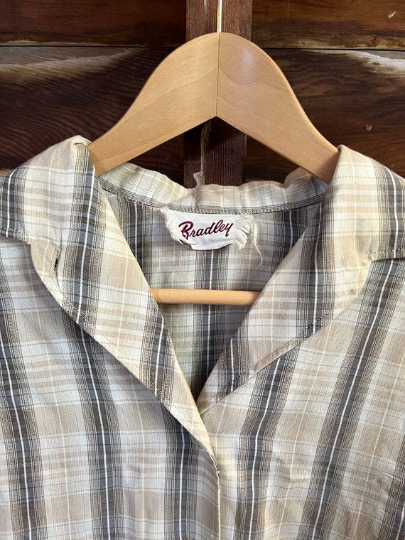 Vintage 50’s Bradley Plaid Cotton Button Up Blouse - image 3