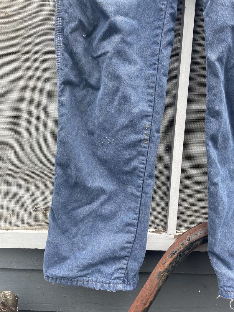 Vintage 70-80-tals Big Ben Wrangler Carpenter Work Jeans Distressed Thrashed Flanellfodrad Grunge 84 cm midja bild 7