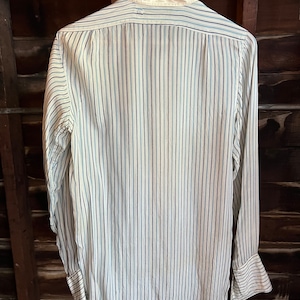 Antique 1910s Biltmore silk blue striped men’s button down dress shirt image 2