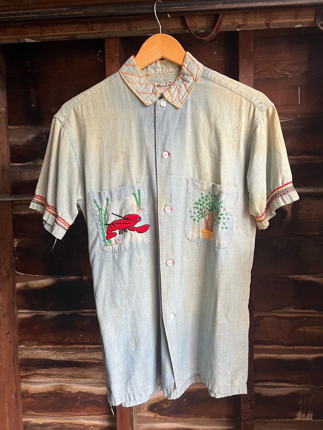 希少 50's big yank chambray shirt マチ付き