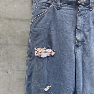 Vintage 70-80-tals Big Ben Wrangler Carpenter Work Jeans Distressed Thrashed Flanellfodrad Grunge 84 cm midja bild 5