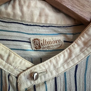 Antique 1910s Biltmore silk blue striped men’s button down dress shirt image 3