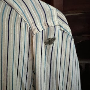 Antique 1910s Biltmore silk blue striped men’s button down dress shirt image 4