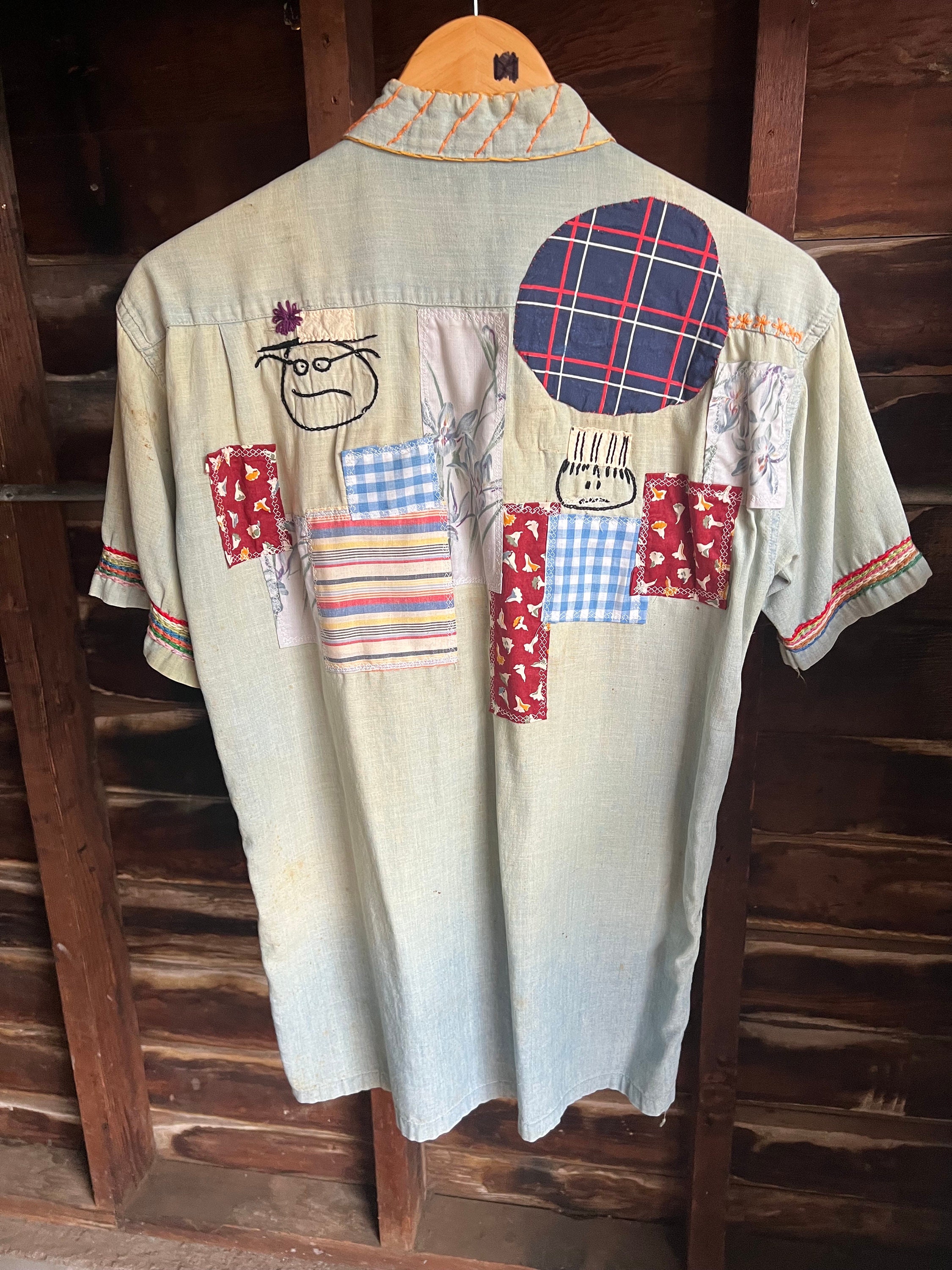 Vintage 50s Big Yank Chambray With 70s Embroidery and Patchwork - Etsy
