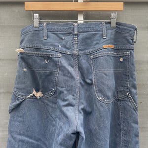 Vintage 70-80-tals Big Ben Wrangler Carpenter Work Jeans Distressed Thrashed Flanellfodrad Grunge 84 cm midja bild 10