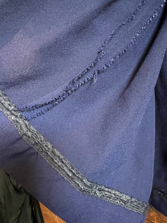Antique dark blue crepe rayon appliqué tunic - image 8