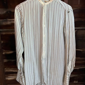 Antique 1910s Biltmore silk blue striped men’s button down dress shirt