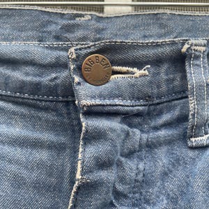 Vintage 70-80-tals Big Ben Wrangler Carpenter Work Jeans Distressed Thrashed Flanellfodrad Grunge 84 cm midja bild 3