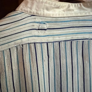 Antique 1910s Biltmore silk blue striped men’s button down dress shirt image 8