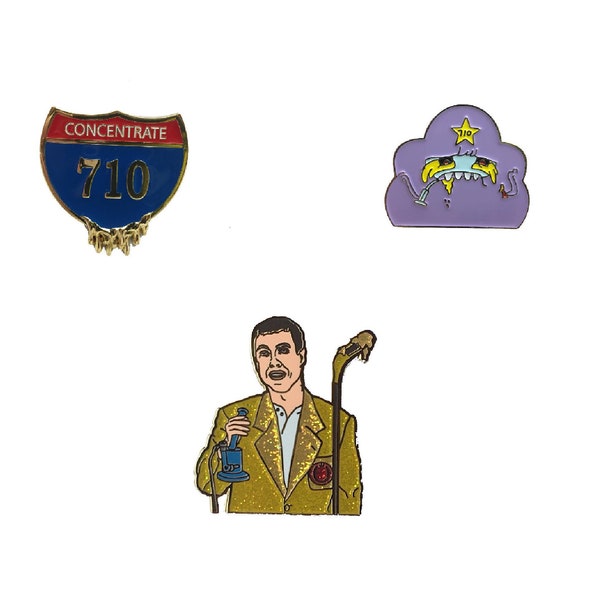 3-Pack LSP 710 Oil Happy Gilmore Rig Dab Pin Meme Adventure Time Lumpy Space Princess Shatter Wax Soft Enamel Lapel Pinback Hat Dab Pins