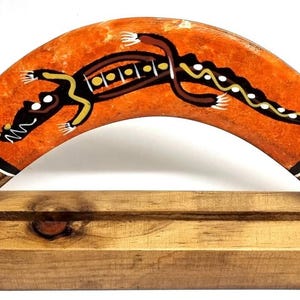 Australian Aboriginal boomerang on a stand | contemporary art style various colors