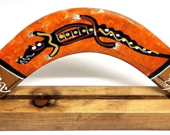 アボリジニアート風木製ブーメラン（蛇のデザイン） - Etsy 日本