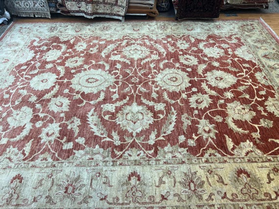 10' x 13'6" Pakistani Peshawar Agra Design Oriental Rug - Hand Made - Vegetable Dye - 100% Wool