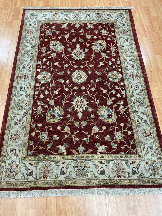 4' x 6' New Indian Agra Oriental Rug - Vegetable Dye - Hand Made - 100% Wool