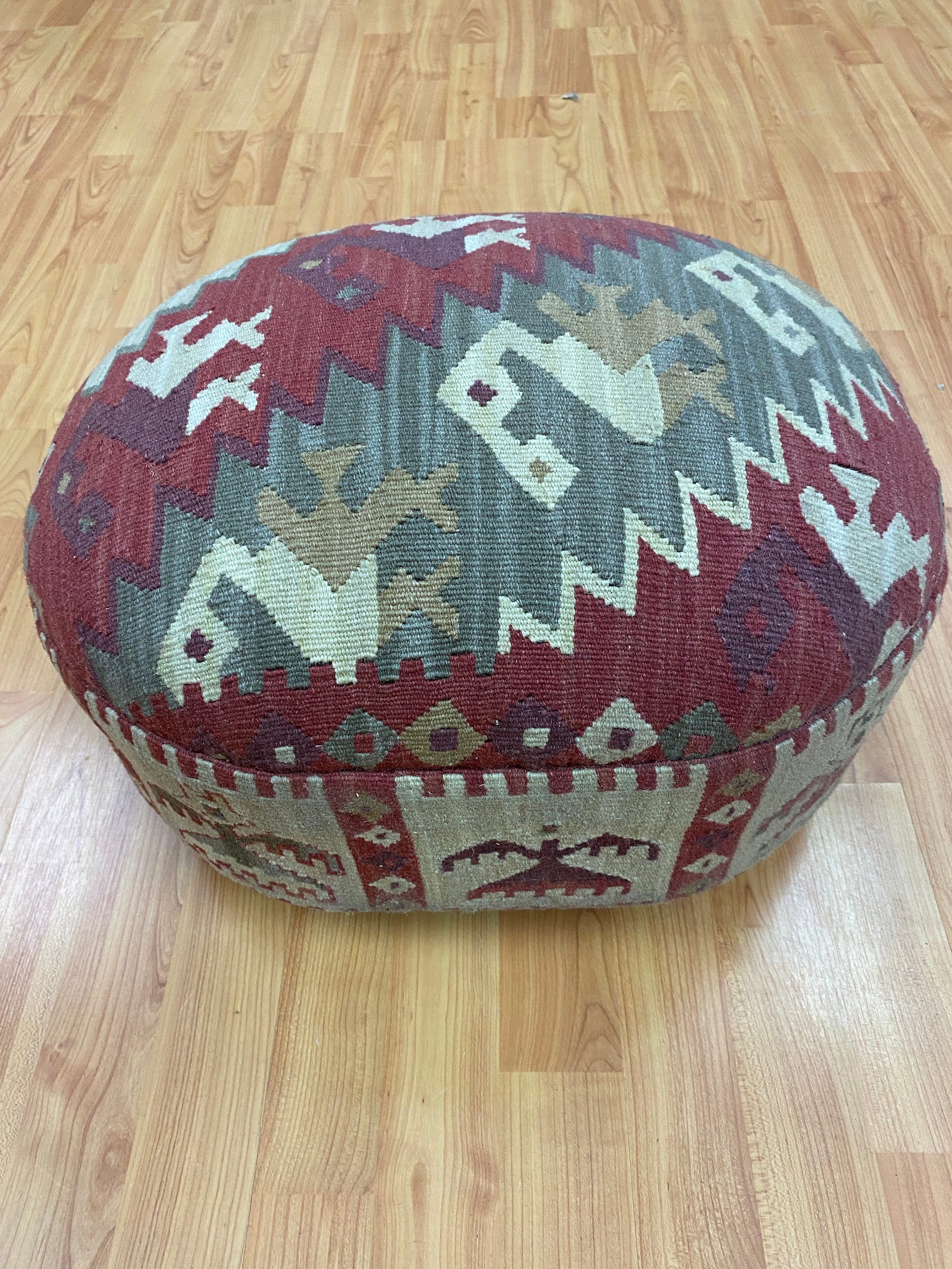 New Chinese Kilim Ottoman Foot Stool 18 x 14 x 11