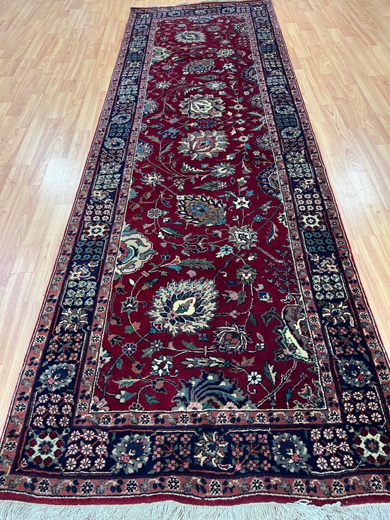 2'7" x 8' Indian Tabriz Floor Runner Oriental Rug - Full Pile - Hand Made - 100% Wool