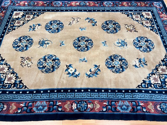 5'6" x 8'1" Antique Chinese Peking Art Deco Oriental Rug - 1940s - Hand Made