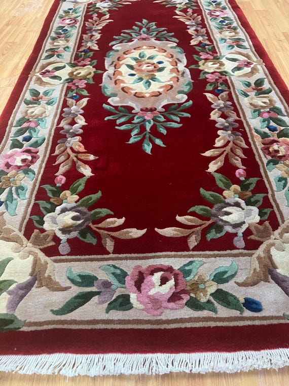 3' x 6'2" Chinese Aubusson Oriental Rug - Full Pile - Hand Made - 100% Wool